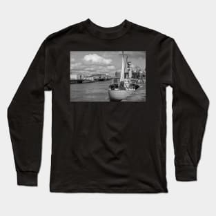 The George Stephenson sailing boat moored in the docks in the seaside town of Great Yarmouth in Norfolk Long Sleeve T-Shirt